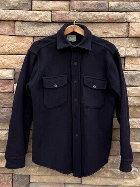 Vintage Woodlore Melton Wool CPO Shirt – Navy – Size 15 - Medium (oversized)